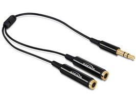 Delock 3.5 mm 3-pin audio splitter cable with dual 3.5 mm jack sockets