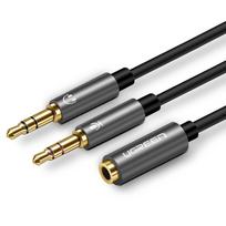 UGREEN AV140 Splitter 3.5mm 4-pin female to 2x 3.5mm plugs (for headphones + microphone)