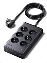UGREEN S622 Extension Cord 1.3m 6 sockets with USB charger (3x USB-A max 15W, 1x USB-C max 20W) / black