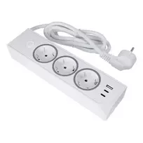 OEM Power strip with 3 sockets max 3680W, 1x USB-A, 2x type-C 25W ports with 1.5m power cable E59 white