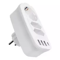 OEM Power strip with 3 sockets max 16A with 3x USB A, 1x type C ports E06 white