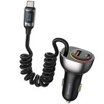 USAMS Car Charger C37 1xUSB+1xUSB-C 60W +USB-C Cable 30W PD+QC Fast Charge black CC192CC01