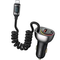 USAMS Car charger C37 1xUSB+1xUSB-C 60W + Lightning cable 30W PD+QC Fast Charge black CC193CC0