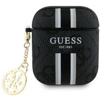 Guess GUA2P4RPSK AirPods 1/2 cover black 4G Printed Stripes Charm