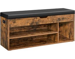Batų suoliukas su daiktadėže ir minkšta sėdyne, rudos spalvos, 100 × 30 × 44 cm