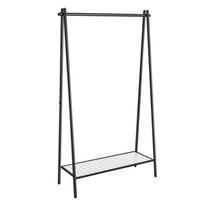 Drabužių kabykla su ratukais ir lentyna, juoda, 92,5 × 33,5 × 153 cm