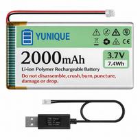 Yunique Green-Clean-Power, Lipo 3,7 V 2000 mAh 103450 baterija, Micro JST 2.0 + USB įkroviklis