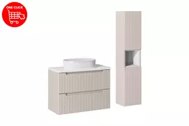 Vonios baldų komplektas su stalviršiu, pastatoma plautuve ir spintele Nova Cashmere, 80 cm