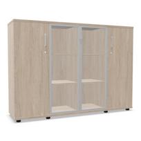 Biuro spinta NUWO GLASS COMBI, 3 lentynos, 1140x1600x420 mm, konfigūruojama