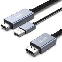 BENFEI HDMI į DisplayPort laidas 4K 60Hz 2K 144Hz 1080P 165Hz vienkryptis 1.8 m pilkas