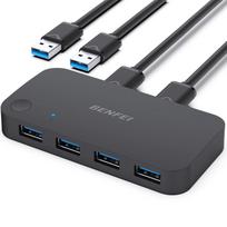 BENFEI USB 3.0 4 prievadų jungiklis keturiems įrenginiams, juodas