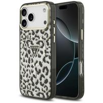 Dėklas Guess IML Leopard Glitter Triangle Logo MagSafe  skirtas iPhone 18 Pro Max / 17 Pro Max juodos spalvos