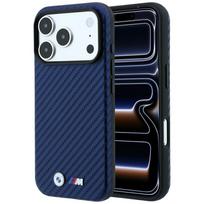 Dėklas BMW M Carbon Metal Logo MagSafe, skirtas iPhone 18 Pro Max / 17 Pro Max, mėlynos spalvos