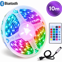 RGB LED juosta 10 m su USB ir „Bluetooth“ valdymu, LED šviesos juosta, RGB apšvietimo juostelė