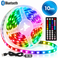 LED RGB juostelė 10 m su Bluetooth valdymu ir pulteliu, LED šviesos juosta, RGB apšvietimo juosta