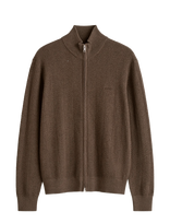 Gant - Herringbone Texture Zip Cardigan - Megztinis su užtrauktuku - Ruda