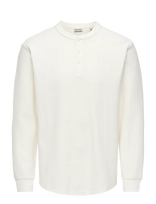 ONLY & SONS - Onseddy Herringbone Ls  Henley Tee - Marškinėliai ilgomis rankovėmis - Kreminė spalva