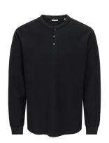 ONLY & SONS - Onseddy Herringbone Ls  Henley Tee - Marškinėliai ilgomis rankovėmis - Juoda
