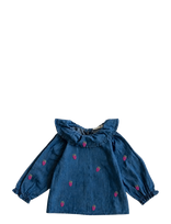 LouieLouie - Elinor Ruffle Blouse - Denim - Palaidinės ir tunikos - Mėlyna