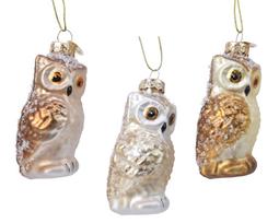 Stiklinis kalėdinis eglės žaisliukas OWL, rausvos sp., 3 rūšys, 3 x 4 x 8,8 cm, 1 vnt