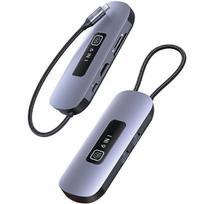USAMS Adapter HUB 6in1 2xUSB 3.0/TF/SD/USB-C/HDMI PD100W gray/tarnish SJ642HUB01 (US-SJ642)