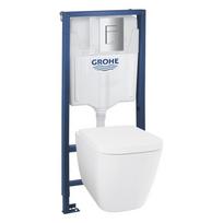 Unitazo kompl. GROHE: pot. rėmas, unitazas BAUEDGE Ceramic, l. nusileidž. d., chrom. mygt.