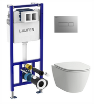Unitazo komplektas LAUFEN FIORA: pot. rėmas, unitazas, l. nusileidž. dangtis, chrom. mygt.