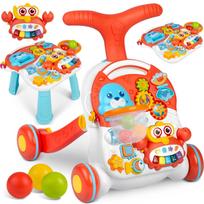2-in-1 mokomasis vežimėlis - baltas ir raudonas