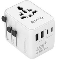Crong World Travel Adapter GaN 45W UK/EU/US/AU CRGTAGN45WHI