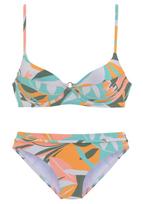 SUNSEEKER Bikinis nebalintos drobės spalva / turkio spalva / tamsiai žalia / tamsiai oranžinė