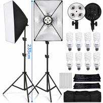 Softbox apšvietimo rinkinys 235 cm, 2 vnt. softbox lempų komplektas studijai, fotografijos apšvietimo komplektas, studijinės šviesdėžės rinkinys