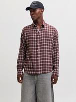 JACK & JONES Marškiniai 'JORFREDERIKSBERG' tamsiai ruda / karmino raudona / balta