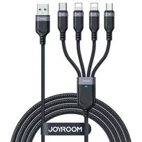 Joyroom S-A18 4-in-1 USB-A į USB-C / 2x Lightning / Micro USB laidas, 1.2m, Juodas