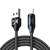 Wozinsky WUALC2 USB-A į Lightning laidas su LED ekranu, 2.4A, 2m, Juodas