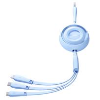 Joyroom S-A40 ištraukiamas 3-in-1 laidas USB-A į USB-C / Lightning / Micro USB 1m mėlynas