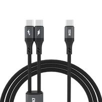 Dudao L3F 2in1 USB-C į 2x USB-C laidas, 100W, 1.2m, juodas