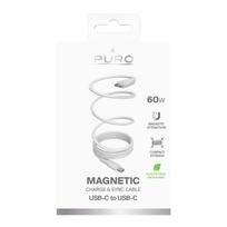 Puro Magnetinis USB-C į USB-C 60W laidas, 1m, baltas