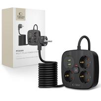 Tech-Protect PCS3X4 ilgintuvas, 3 lizdai, 2x USB-A, 2x USB-C 200 cm, juodas