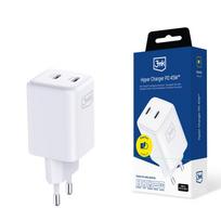 Sieninis įkroviklis 3mk Hyper Charger 45W 2x USB-C GaN, baltas