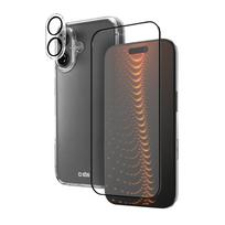 SBS D3O apsaugos rinkinys telefonui iPhone 16: dėklas, ekrano ir kameros stiklai, skaidrus