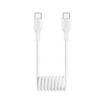 Spiralinis laidas Puro USB-C į USB-C 25W 1m, baltas