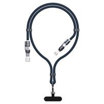 Dudao L20Max 4-in-1 įkrovimo laidas 65W 1.5m USB-C Lightning USB-A mėlynas