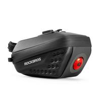 Rockbros C59 kieto korpuso dviračio balnelio krepšys su žibintu 250mAh, juodas