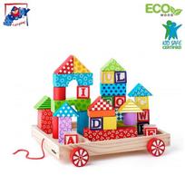 Woodyland Cart su kaladėlėmis/Antspaudais ABC