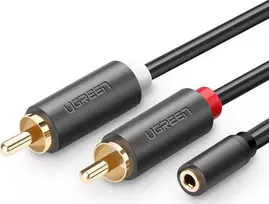 UGREEN AV102 2x RCA (Cinch) kištukai - 3.5mm lizdas kabelis 3m juodas