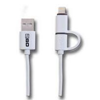 Kabelis USB 2GO USB-A - microUSB + Lightning 1 m Baltas (795637)