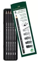 „Faber-Castell“ pieštukai, grafito akvarelė, 5 dalių metalinė pakuotė „Faber-Castell“ (117805 FC)