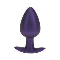 Ouch By Shots Lygus silikoninis analinis kamštelis - didelis - 3,5" / 8,9 cm - metalinė violetinė