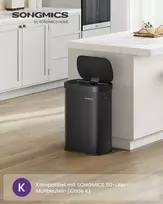 Songmics Automatinė šiukšliadėžė su sensoriumi ir soft-close dangčiu, 50 L