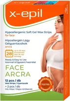 X-Epil Hypoallergenic Silky Finish veido depiliacijos vaško juostelės, 12 vnt.